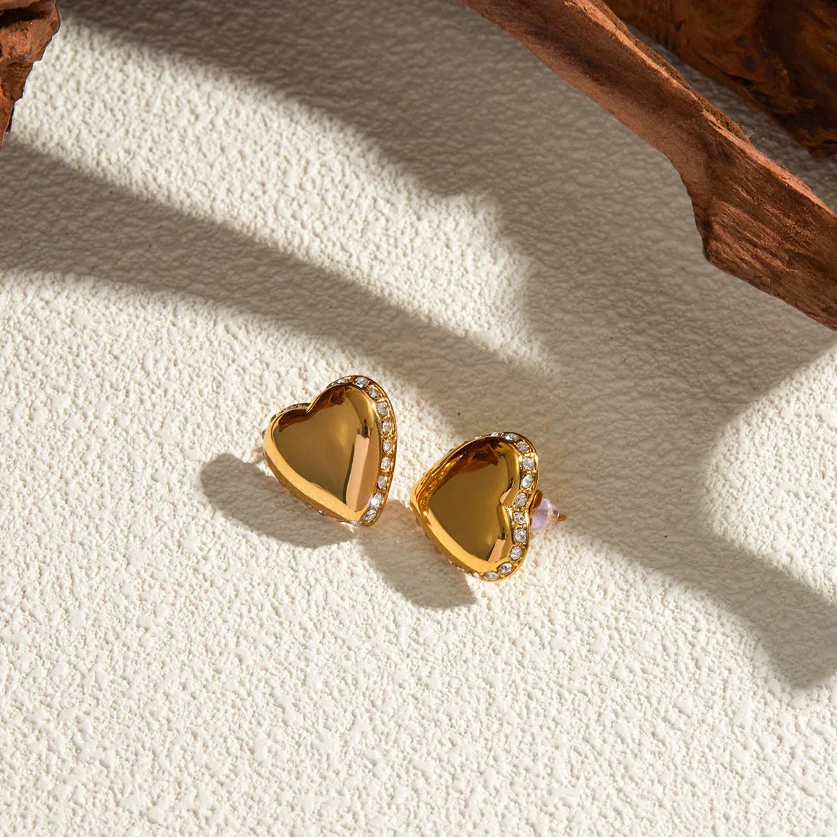 Sweet Love Heart with Rhinestone Inlay Earrings