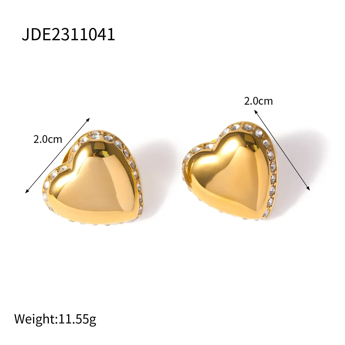 Sweet Love Heart with Rhinestone Inlay Earrings