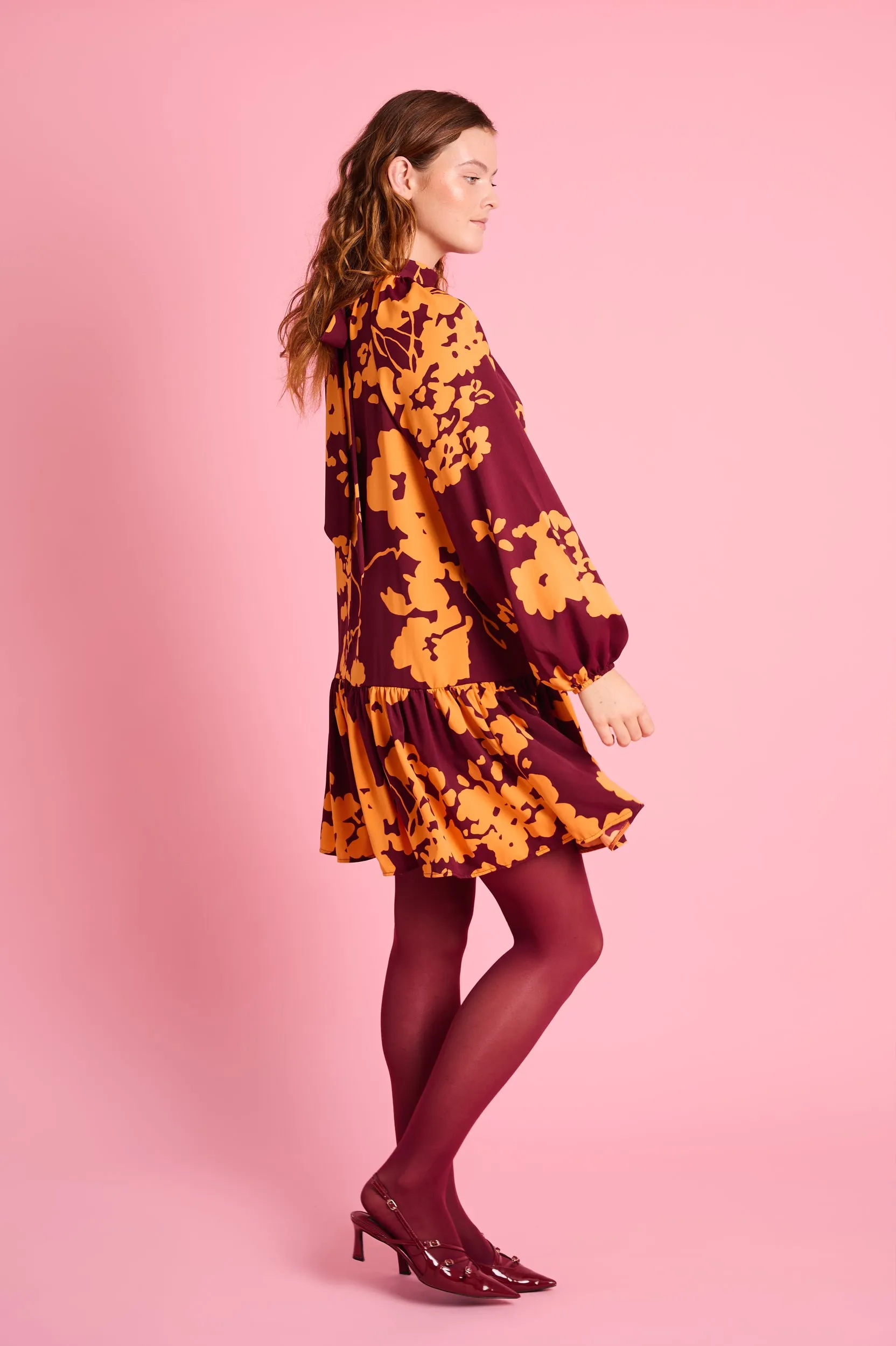 Swing Dress in Orange Flower