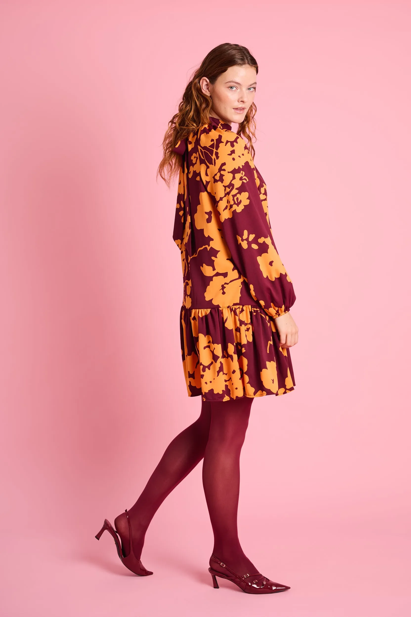 Swing Dress in Orange Flower
