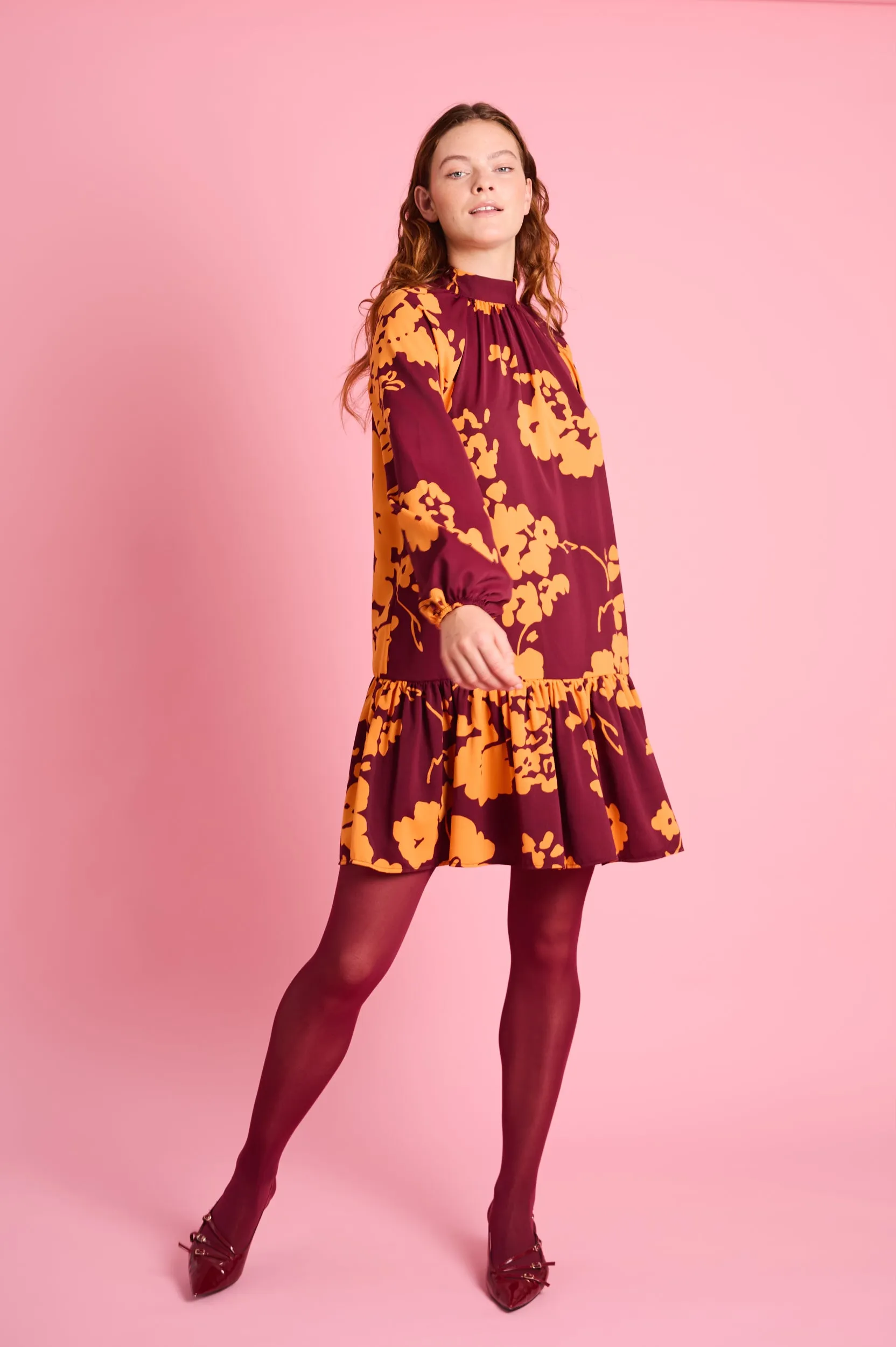 Swing Dress in Orange Flower