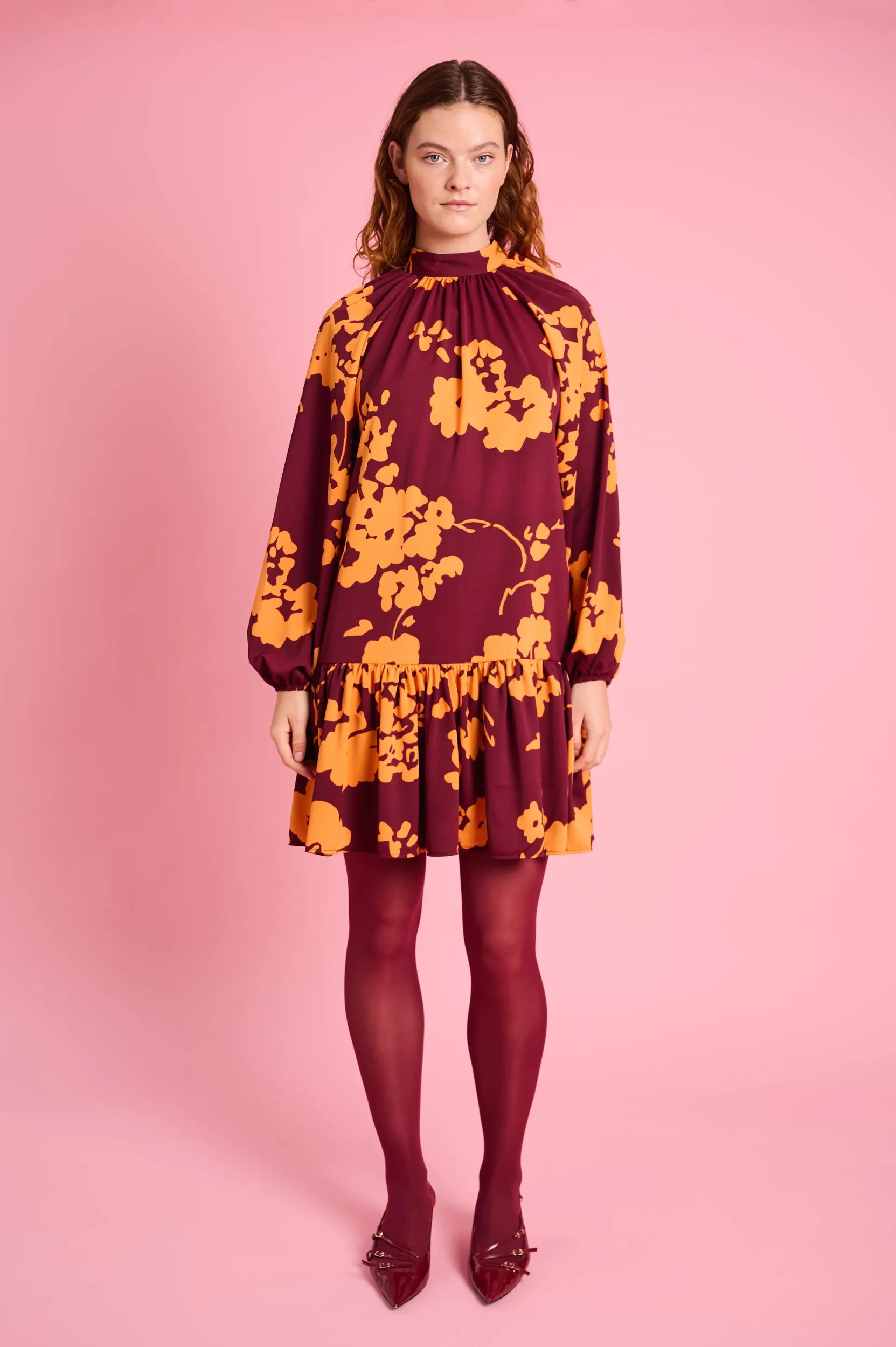 Swing Dress in Orange Flower