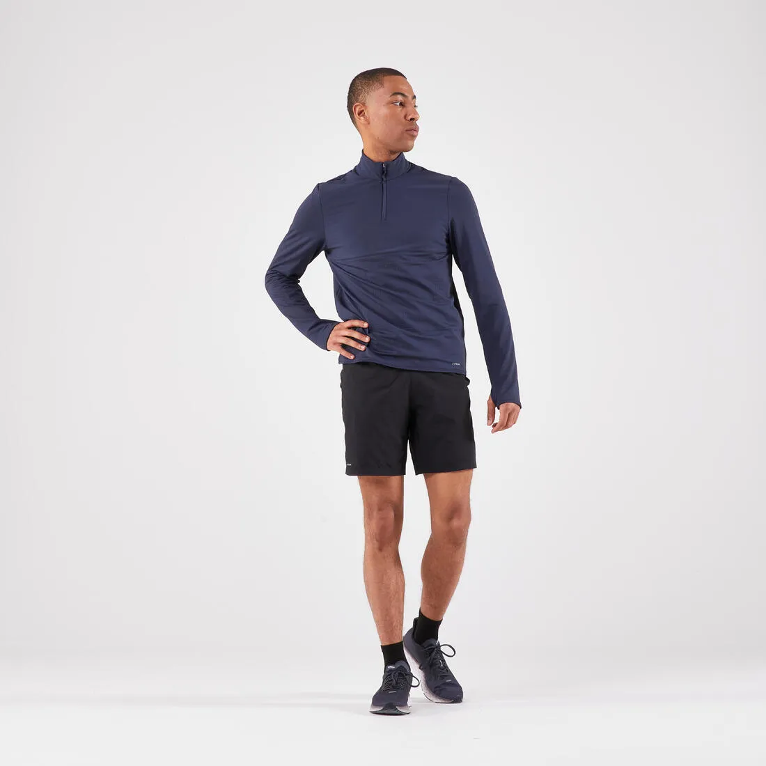 T-shirt zip chaud manches longues de running homme - kiprun run 500 warm