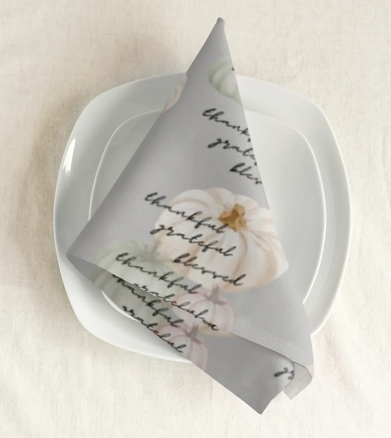 Thanksgiving Cloth Napkins, Set of 4, Thankful, Grateful, Blessed