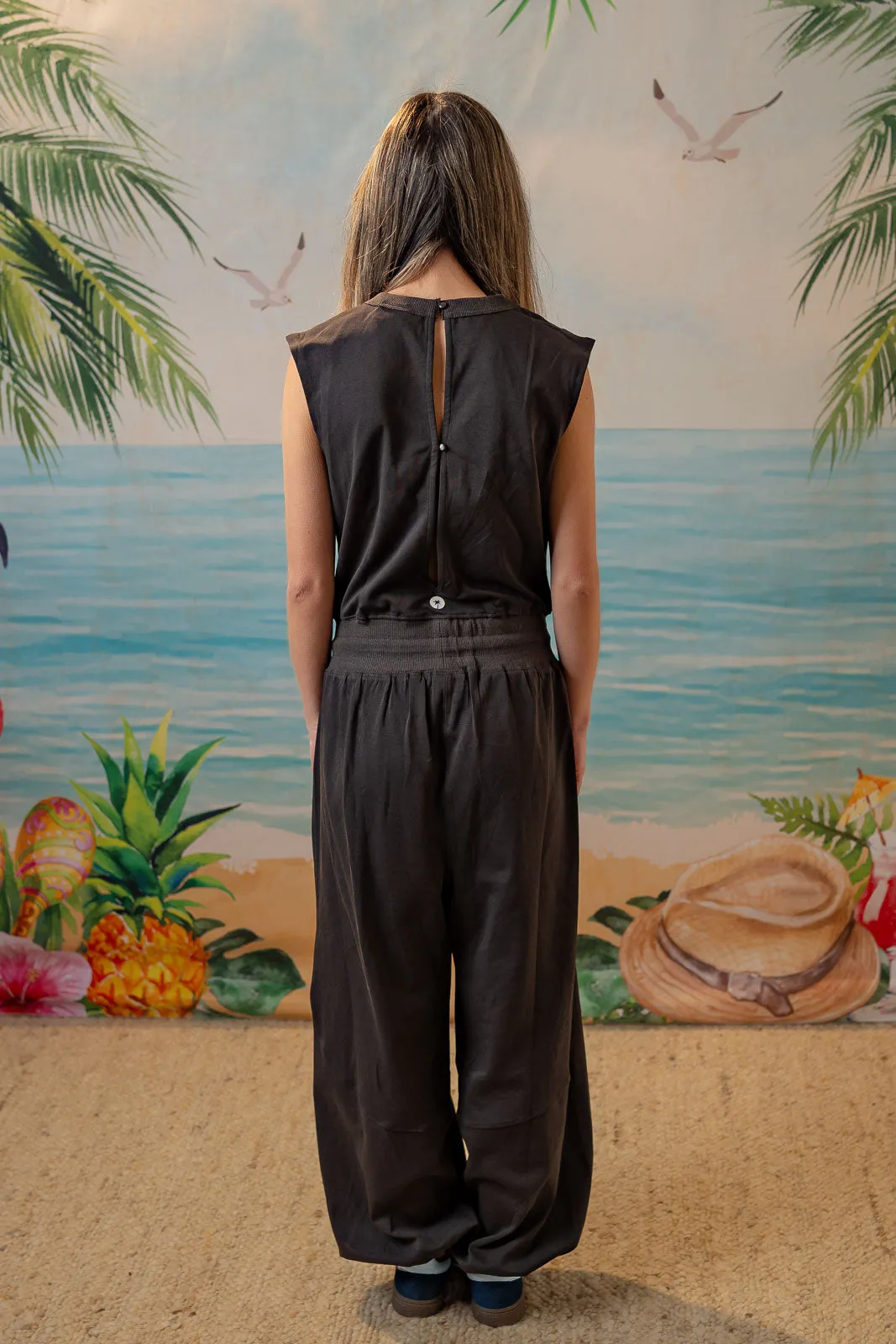 The Palm Play Jumpsuit - Charcoal
