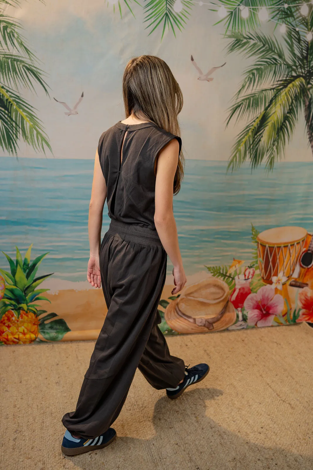 The Palm Play Jumpsuit - Charcoal