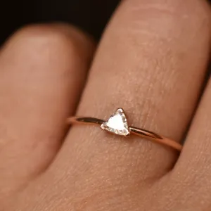 Tiny Trillion Cut Diamond Engagement Ring, Ready to Ship