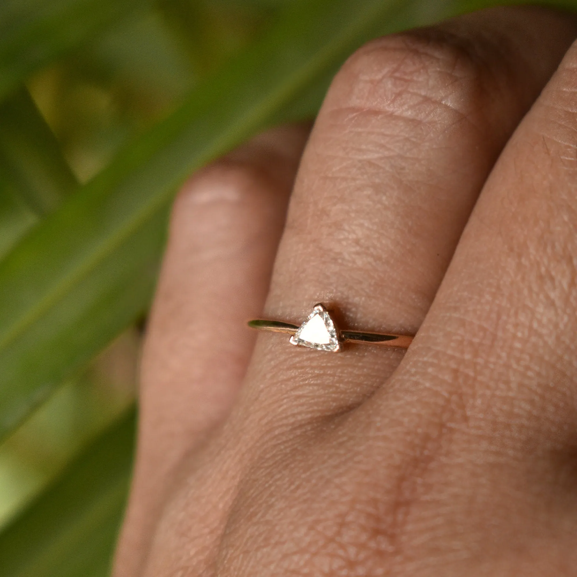 Tiny Trillion Cut Diamond Engagement Ring, Ready to Ship