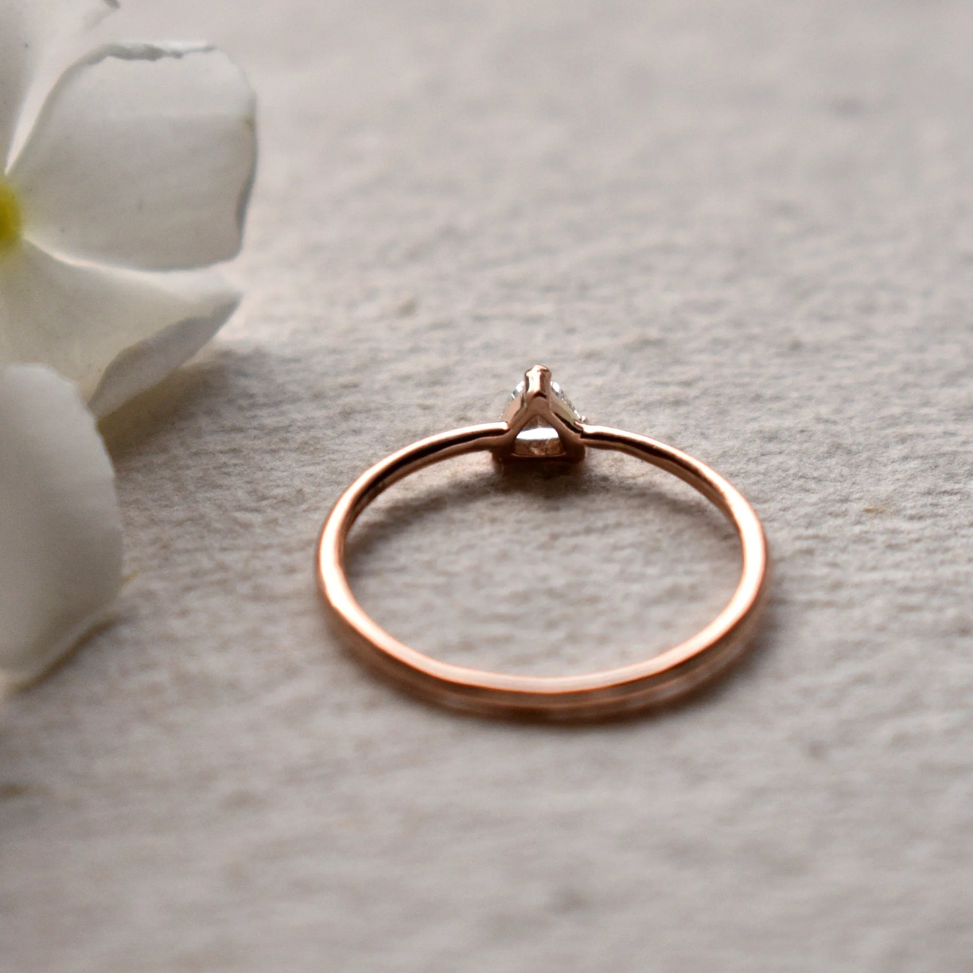 Tiny Trillion Cut Diamond Engagement Ring, Ready to Ship