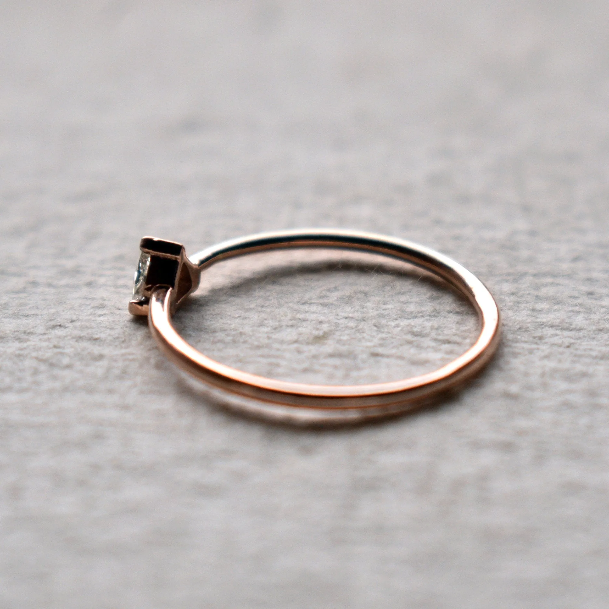 Tiny Trillion Cut Diamond Engagement Ring, Ready to Ship