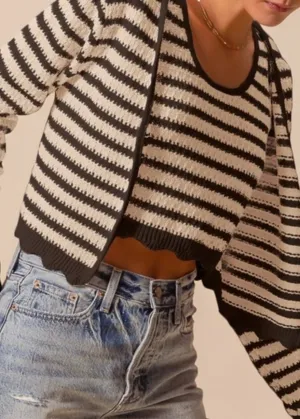 Tully Striped Sweater Tank and Cardigan Set