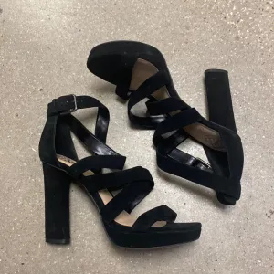 Vince Camuto black suede heel dress sandal sz 9.5