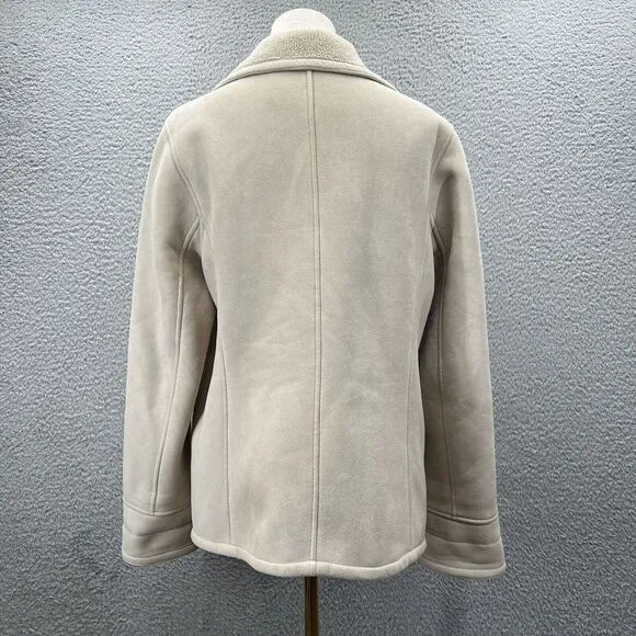 Vintage Faux Suede Jacket‎ M Tan Fur Trim 90s Y2K Indie Grunge Boho Fairy grunge