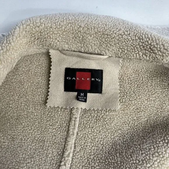 Vintage Faux Suede Jacket‎ M Tan Fur Trim 90s Y2K Indie Grunge Boho Fairy grunge