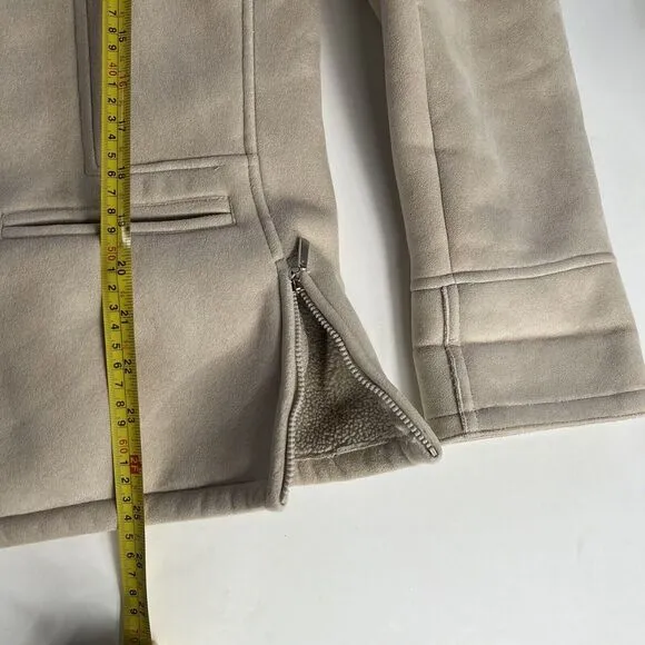 Vintage Faux Suede Jacket‎ M Tan Fur Trim 90s Y2K Indie Grunge Boho Fairy grunge