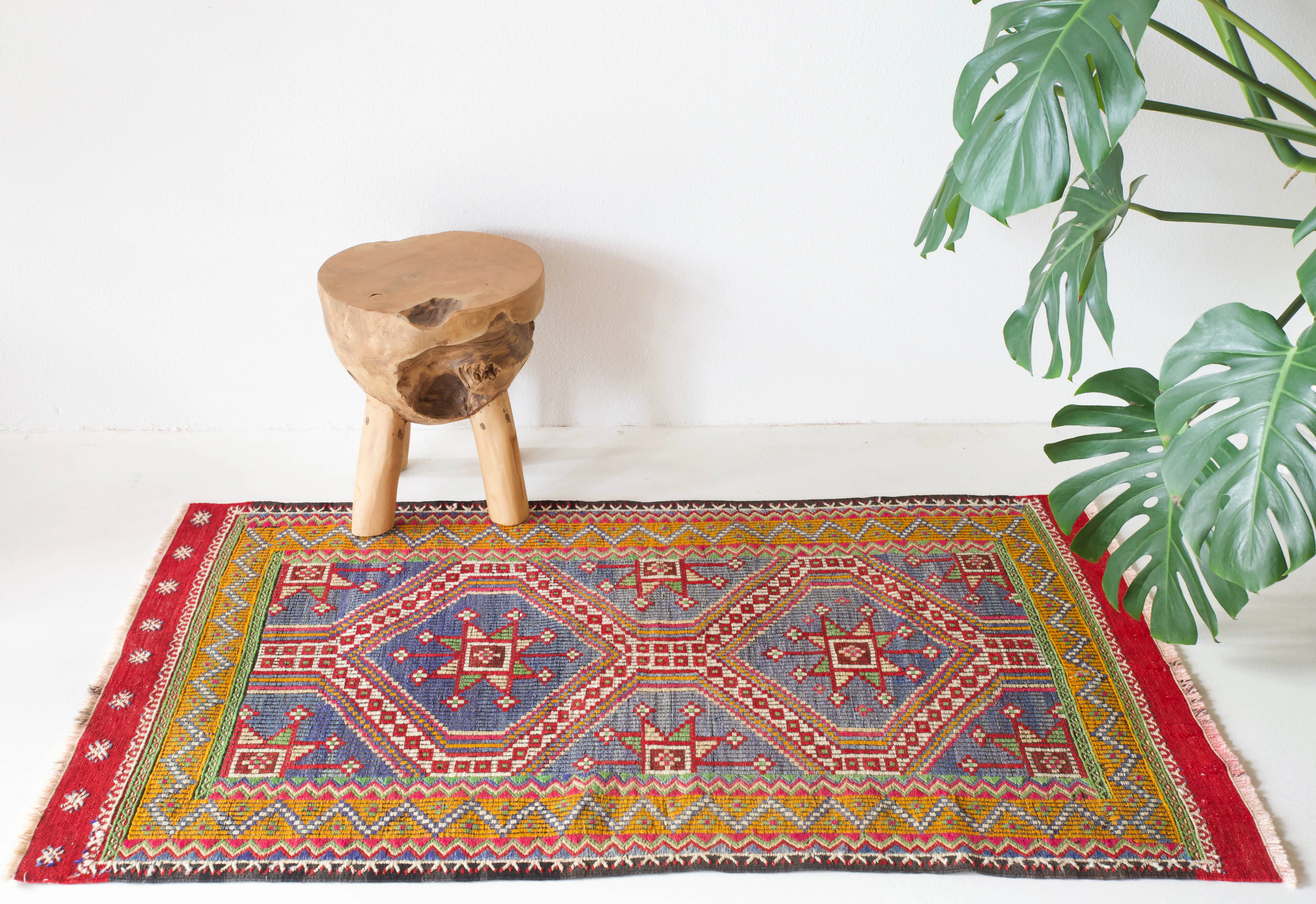 Vintage Mini Turkish Kilim Rug 2'10"x5'