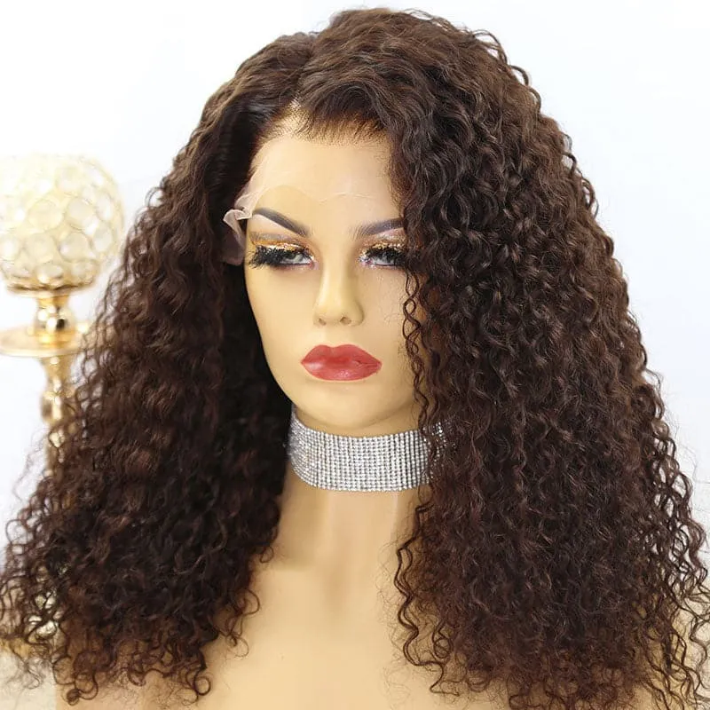 Warm Chocolate Brown Curly 13x6 Lace Front Wig YW22