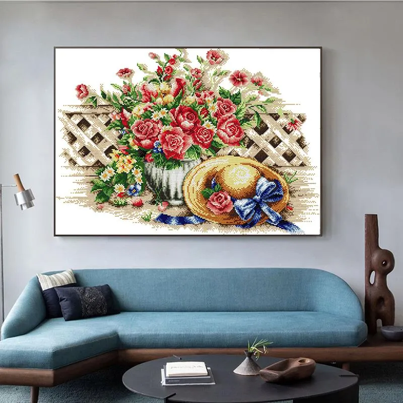 Warm Flower Hat Cross Stitch