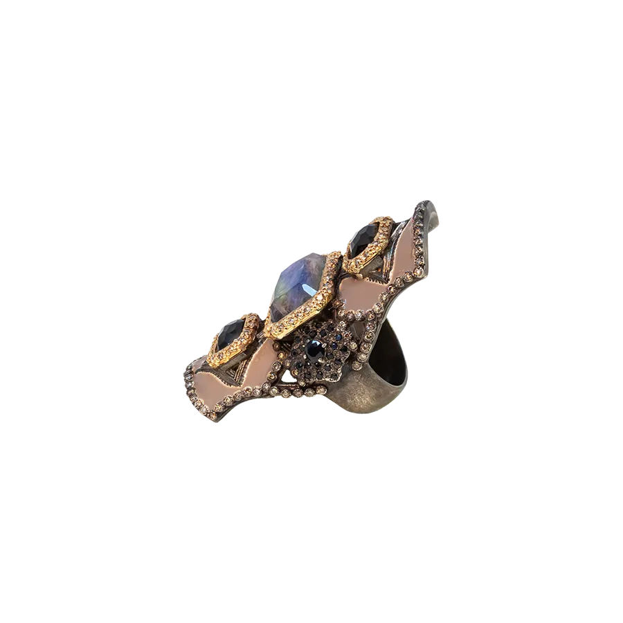WARM TAN ENAMEL COCKTAIL RING