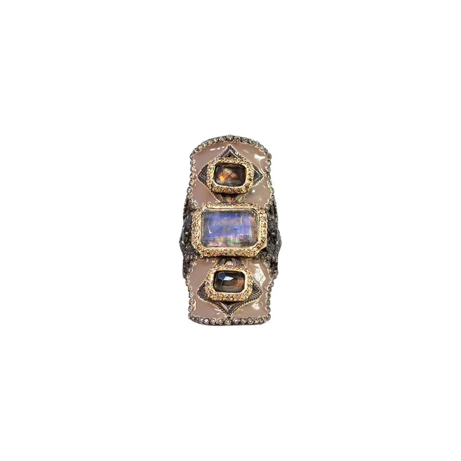 WARM TAN ENAMEL COCKTAIL RING