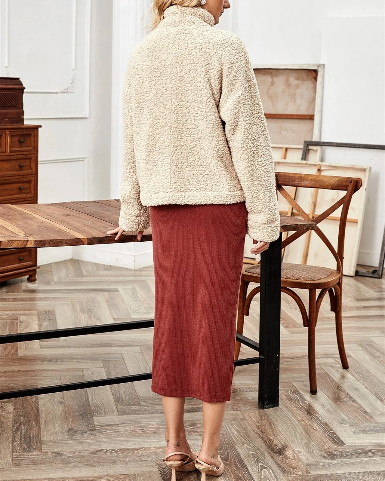 Warm Wishes Button Up Shearling Coat