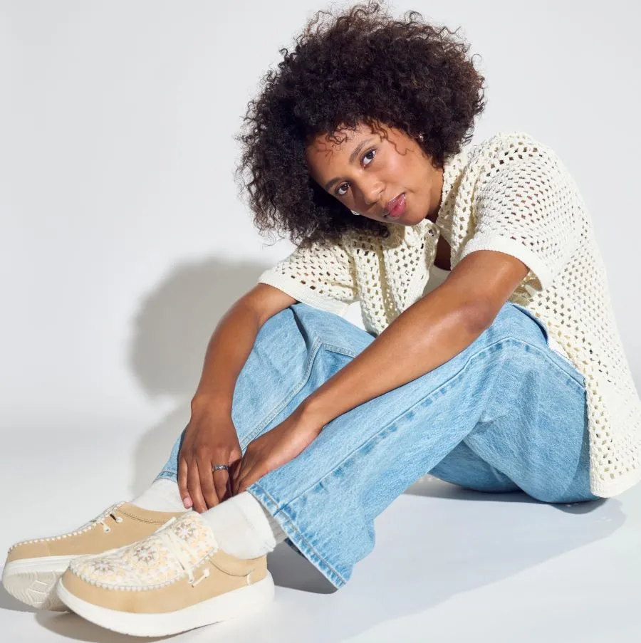 Wendy Comf Suede Crochet - Irish Cream/Multi