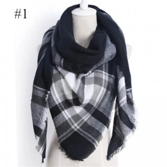 Womens Warm Check Neck Scarf Shawl