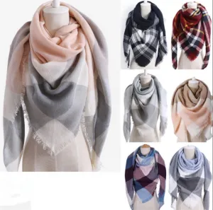 Womens Warm Check Neck Scarf Shawl