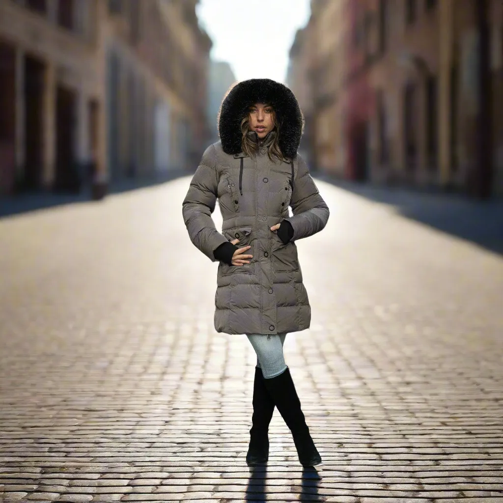 Women's Winter Coat Warm Heavyweight Puffer Coat by ELORA