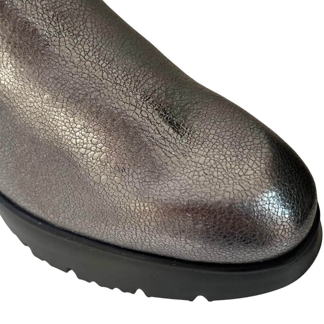 Wonders Silver Leather Elevated Sole Boots