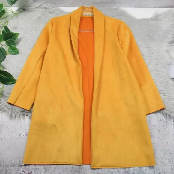 ZARA Faux Suede Open Front Coat With Lapel Collar &amp; Long Sleeves Women’s Small