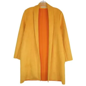 ZARA Faux Suede Open Front Coat With Lapel Collar &amp; Long Sleeves Women’s Small